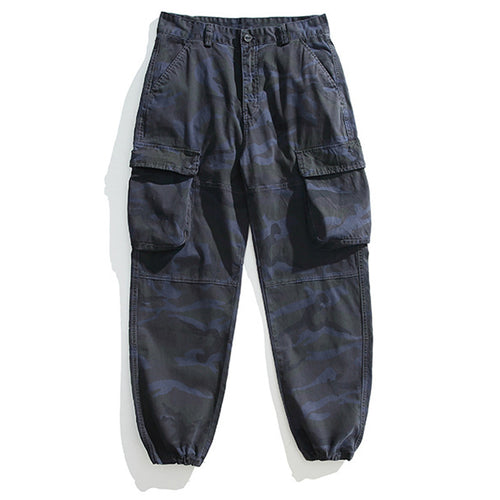 Herren Taktische Cargo-Joggerhose mit elastischem Knöchelabschluss, Mehrfachklapptaschen und Tarnmuster Drune