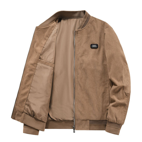 Herren Lässige Cordjacke mit durchgehendem Reißverschluss Drune