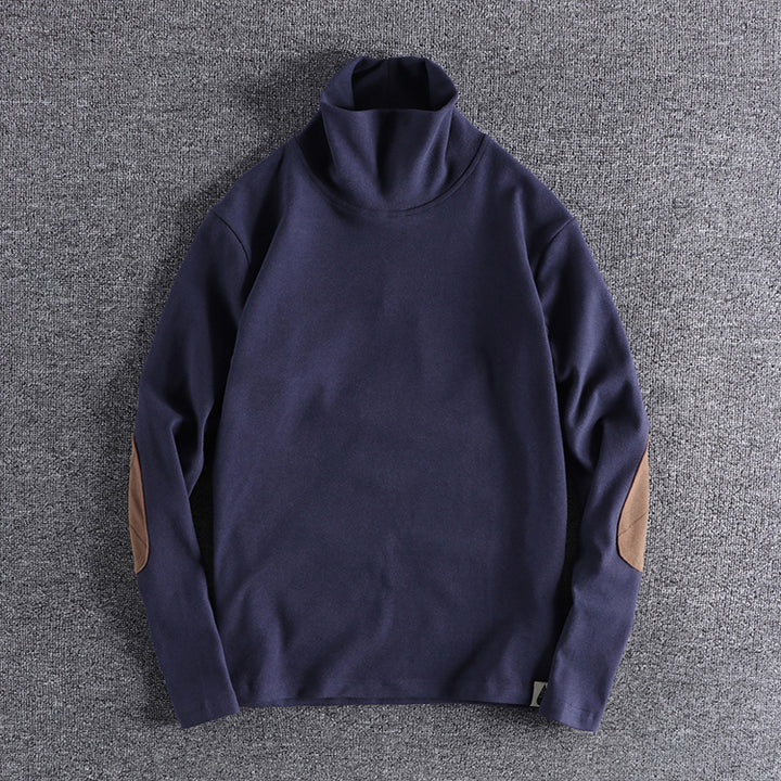 Herren Stehkragenpullover aus hochwertigem Fleece mit kontrastierenden Ellbogenpatches Drune