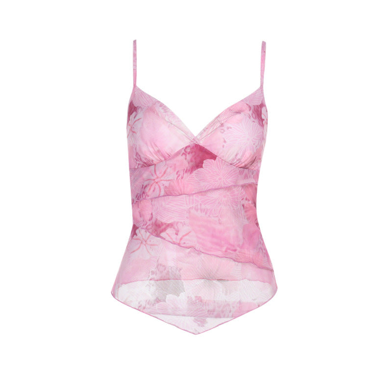 Damen Chiffon Tops mit floralem Muster und eleganter Wickeloptik Drune