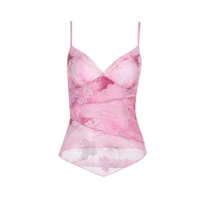 Damen Chiffon Tops mit floralem Muster und eleganter Wickeloptik Drune