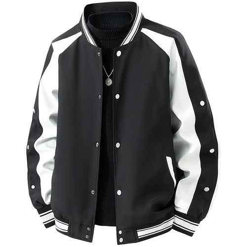 Herren Retro-College-Blouson mit Druckknopfverschluss, Raglanärmeln und Rippbündchen Drune