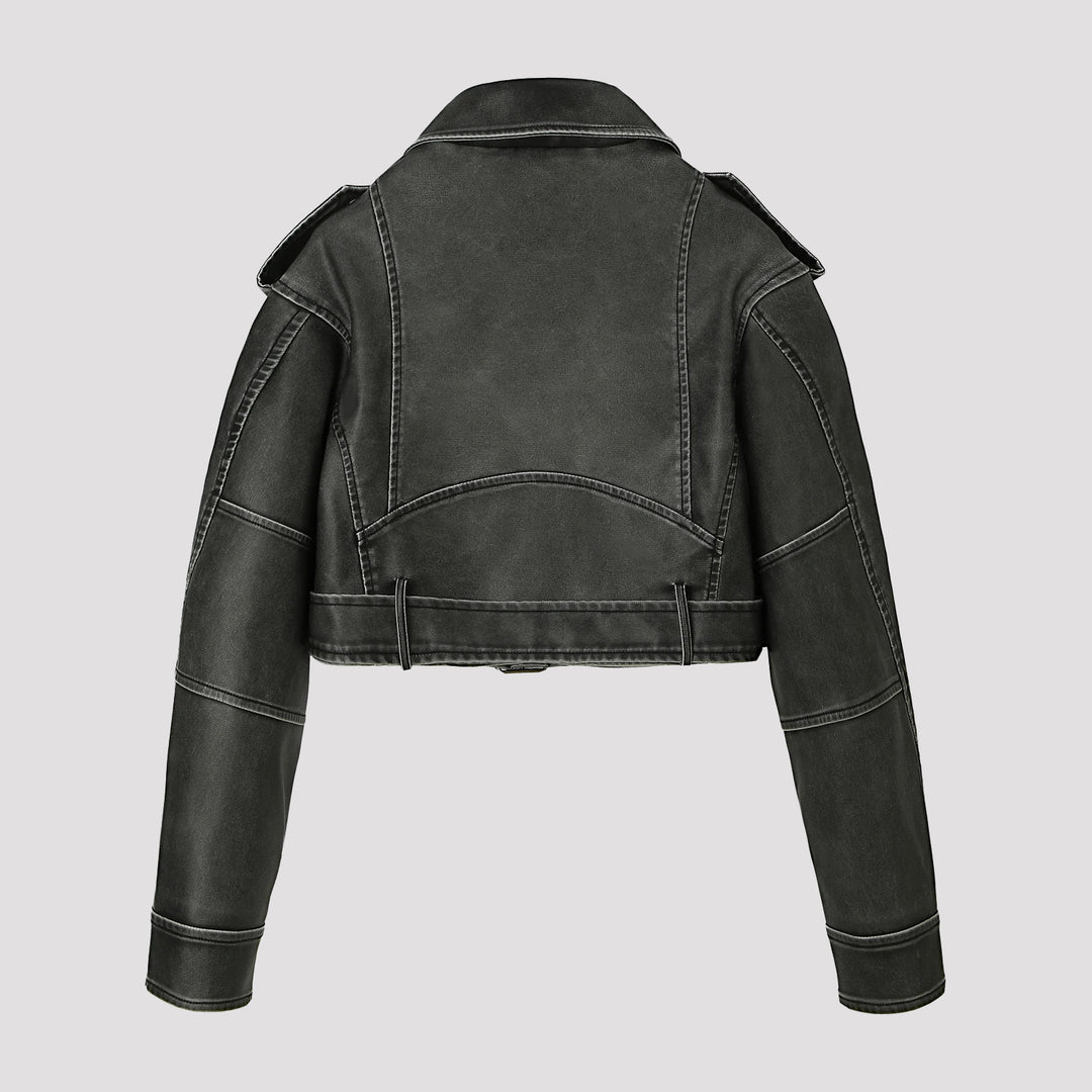 Damen Modische Kurzjacke im Biker-Stil Drune