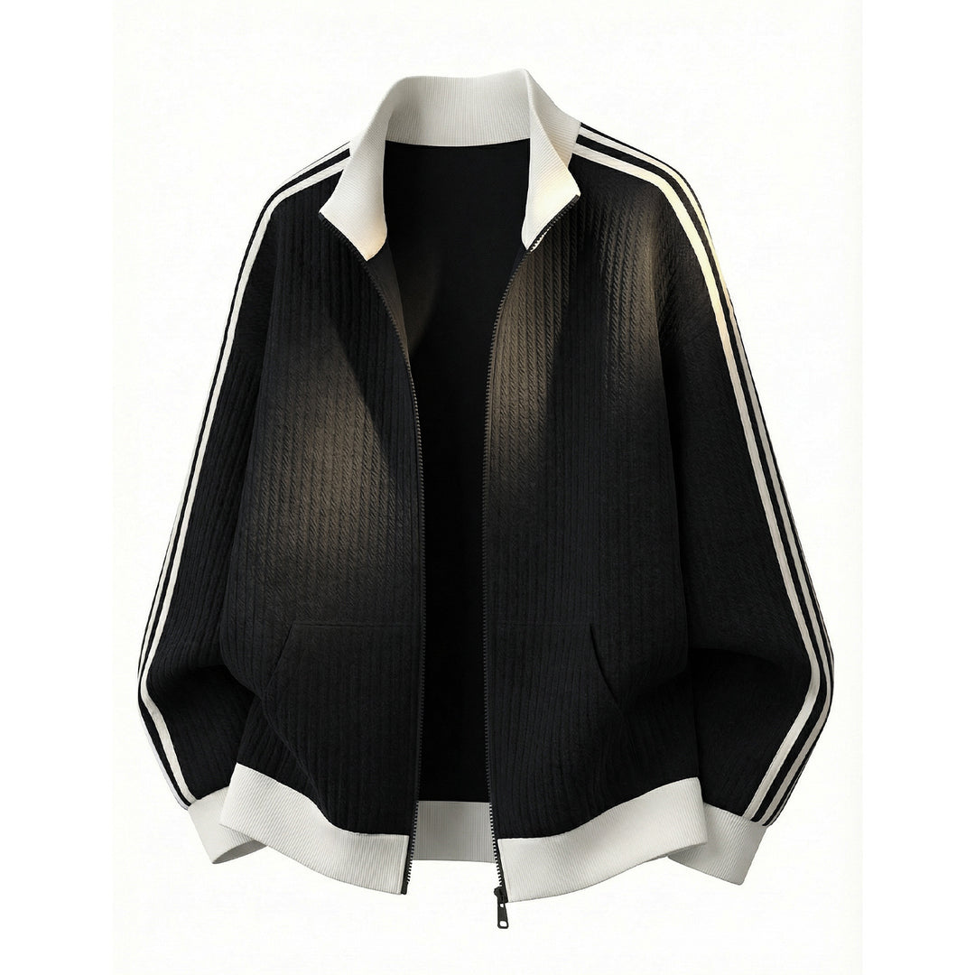 Unisex Oversize Steppjacke mit Stehkragen, Zwei-Streifen Ärmeldetail und Rippbündchen Drune