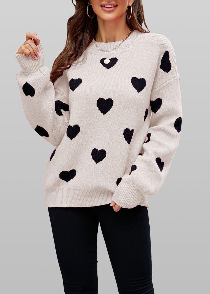 Damen Herzmuster Pullover Drune
