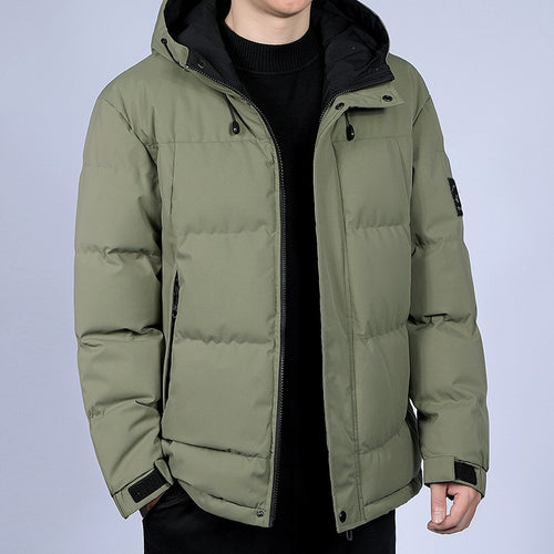 Herren Kurz geschnittene gesteppte Winterjacke mit Kapuze, winddichter Membran & verstellbaren Manschetten Drune