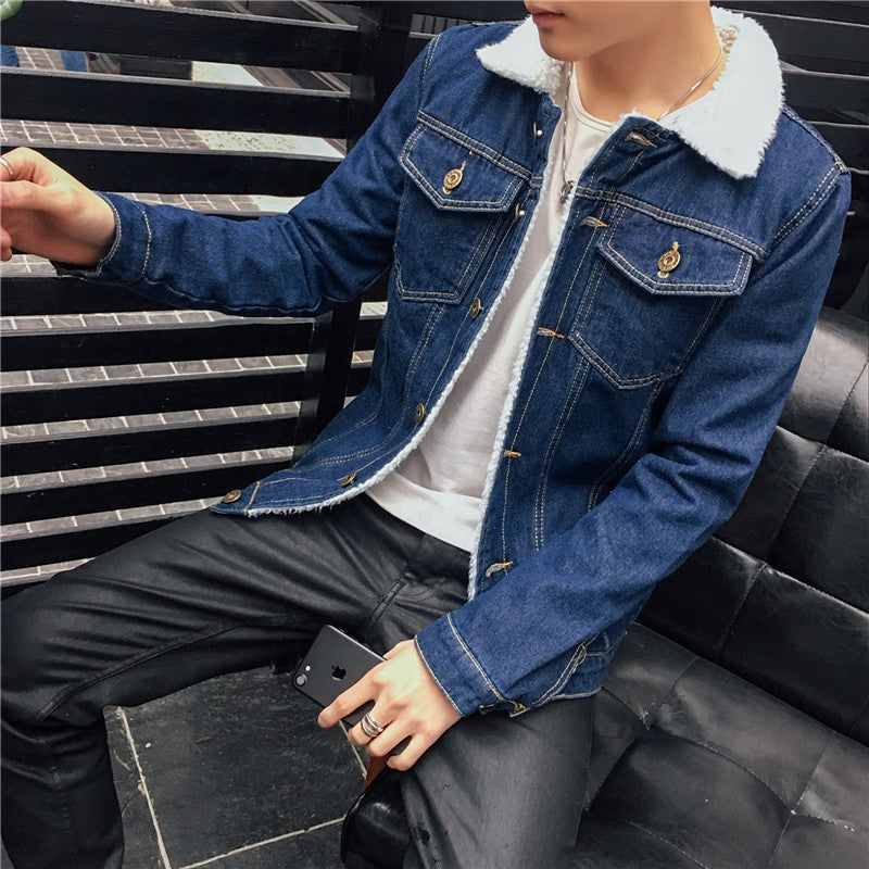Herren Modische Denimjacke mit Fleece-Futter Drune