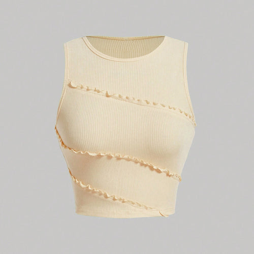 Damen cropped Top mit Rüschendetails und modischem Design Drune