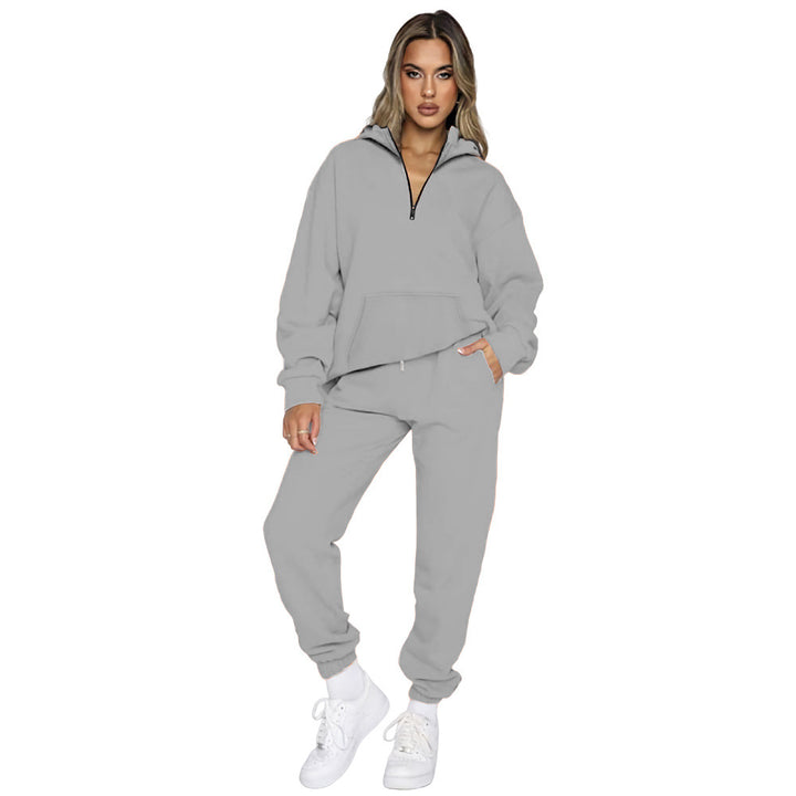 Damen bequemer Sweatanzug mit modernem Reißverschluss und praktischen Taschen Drune