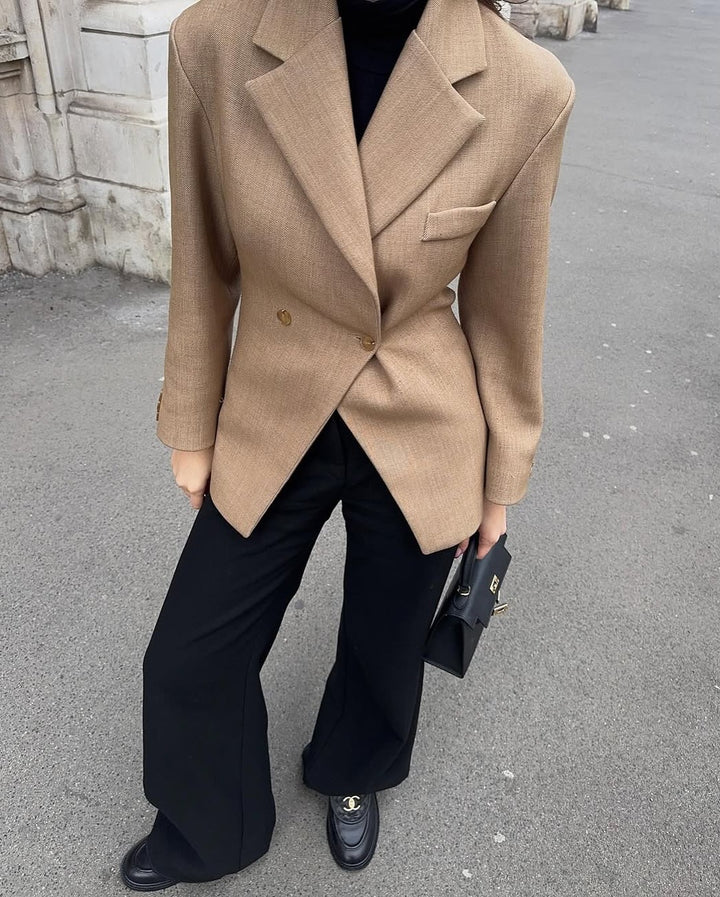 Damen Eleganter Zweireiher Blazer im modernen Schnitt Drune