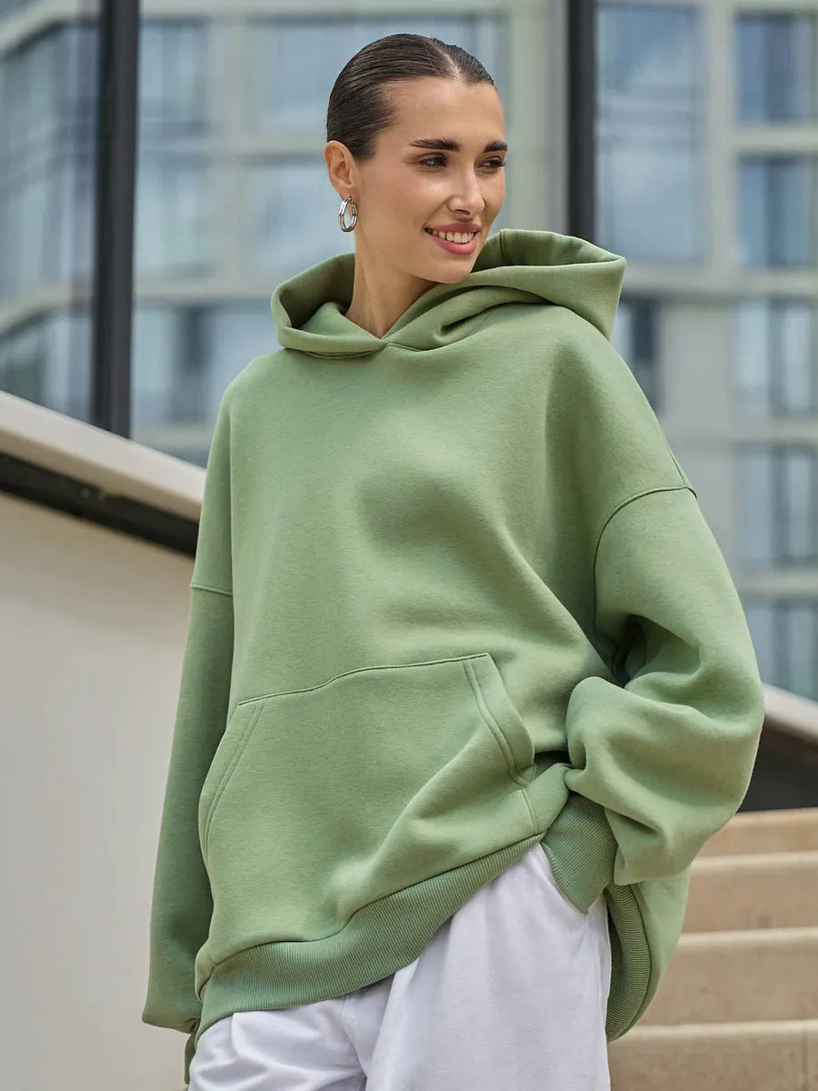 Damen Oversized Kapuzenpullover mit extra weitem Schnitt und Kängurutasche Drune