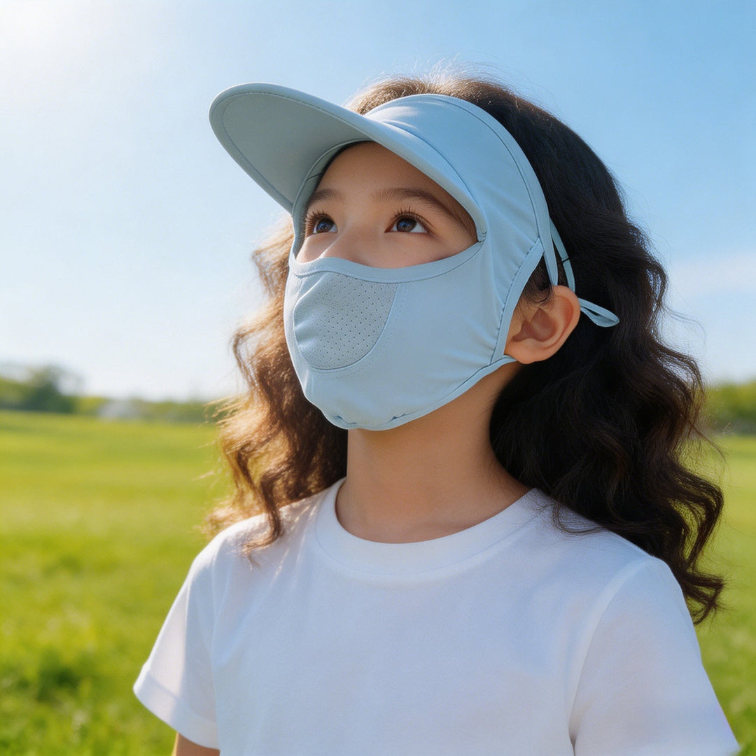 Damen nan Sonnenschutz-Visier mit integrierter atmungsaktiver Gesichtsmaske und verstellbarem Nackenzug Drune