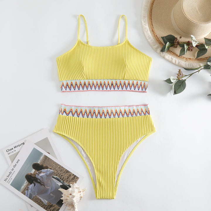 Damen Bunt gemusterter High-Waist Bikini Drune