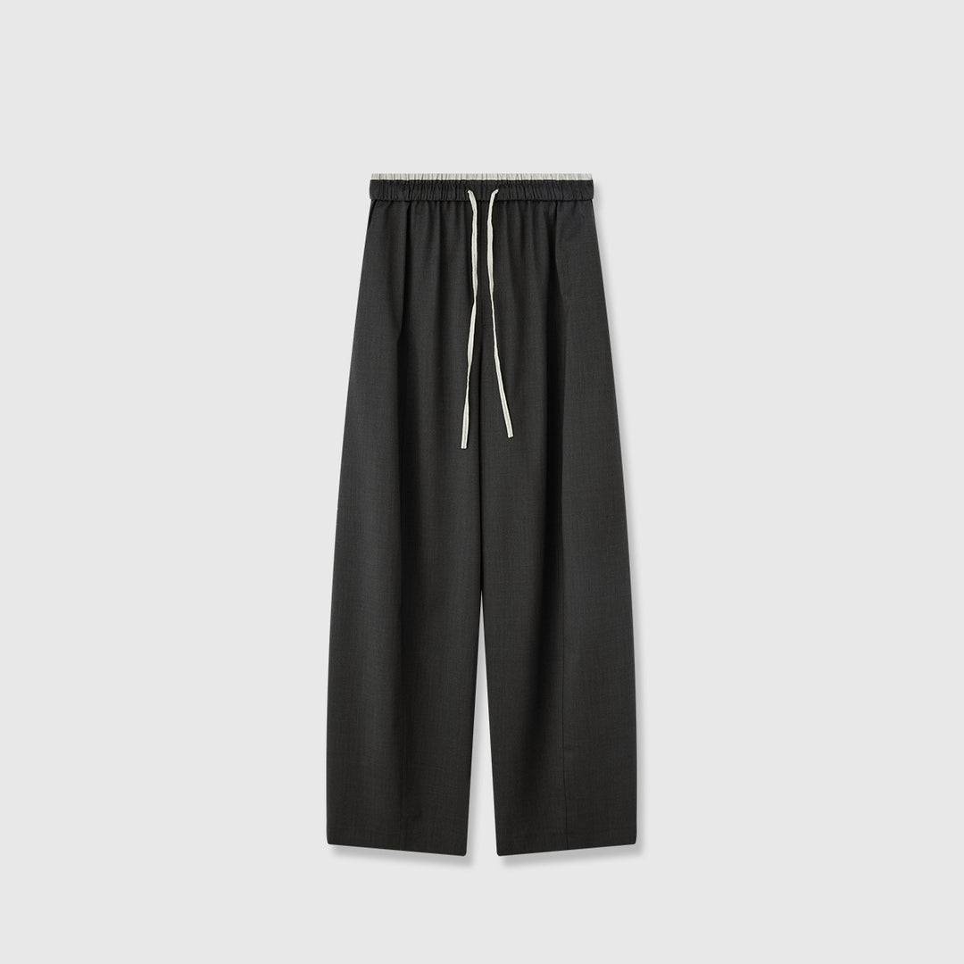 Damen weite Stoffhose mit elastischem Bund und praktischen Taschen Drune