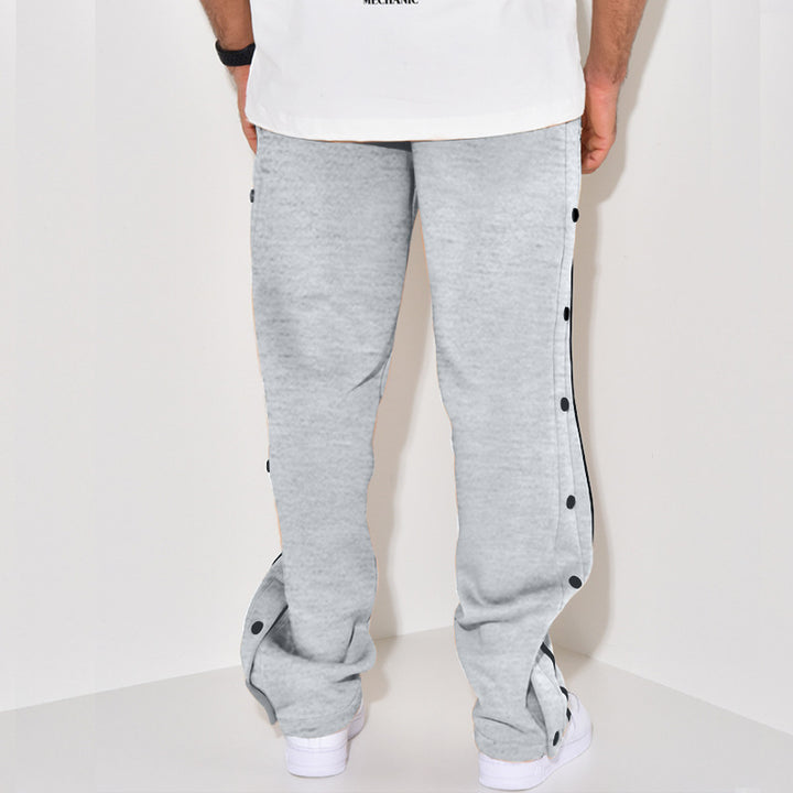Herren Snap-Trackhose mit seitlichem Kontraststreifen, Druckknopf-Leiste und elastischem Bund Drune