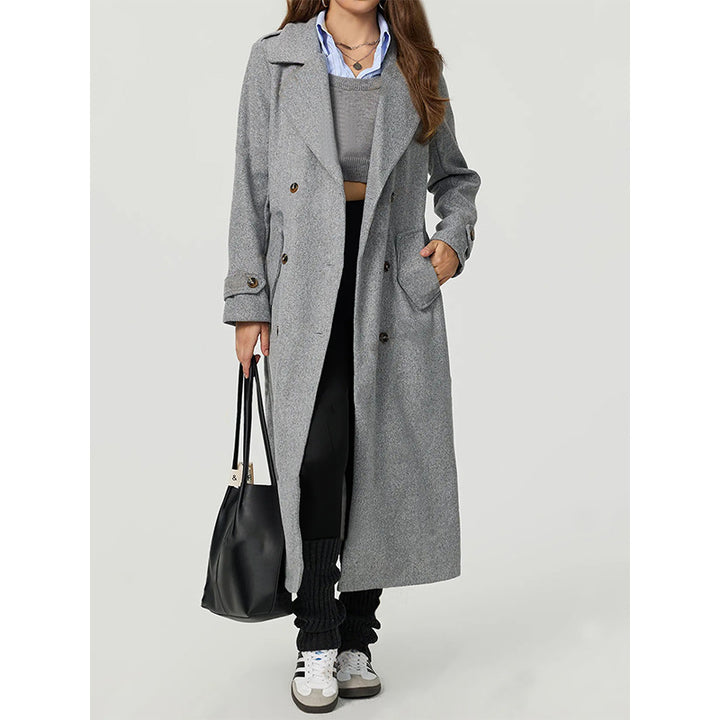 Damen eleganter Wollmantel mit doppelter Knopfleiste und lässigem Schnitt Drune