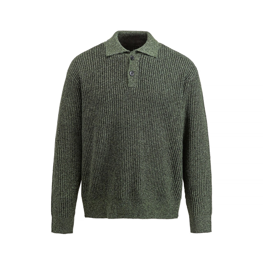 Herren Strickpullover mit Polokragen und markanter Rippenstruktur Drune