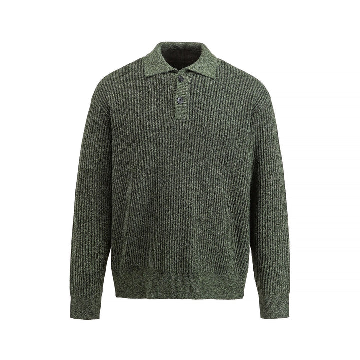 Herren Strickpullover mit Polokragen und markanter Rippenstruktur Drune