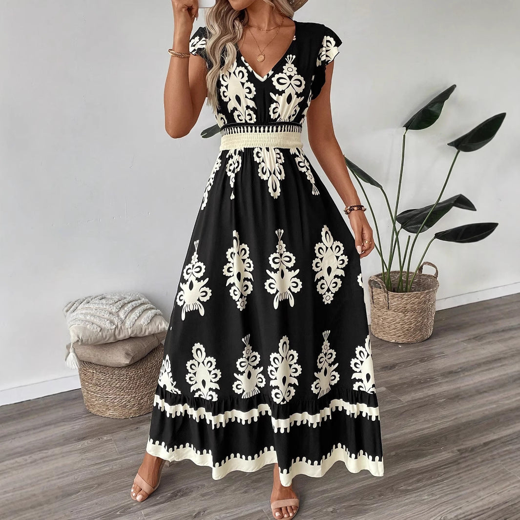 Damen Elegantes Maxikleid mit faszinierendem Musterdruck Drune