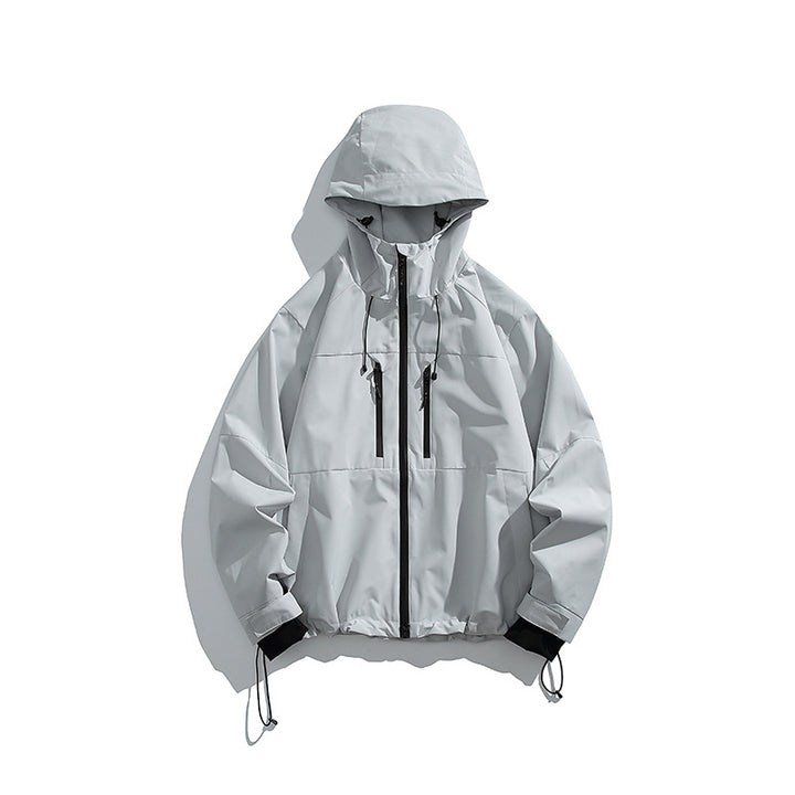 Herren Technische Regen-Softshell-Jacke mit Kapuze, Reißverschluss und verstellbarem Saum Drune