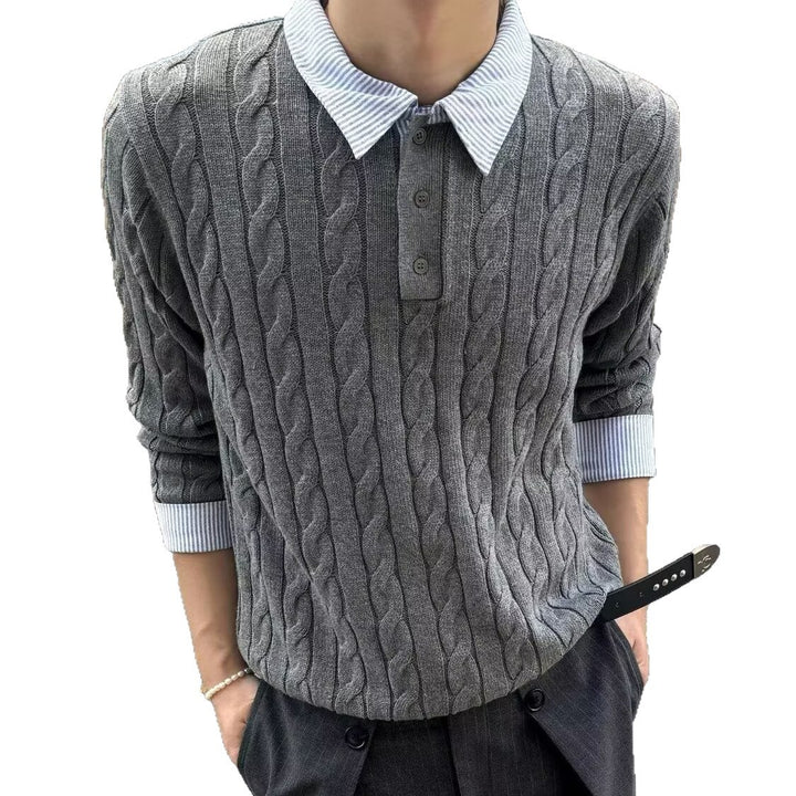 Damen Modischer Grobstrickpullover mit attraktivem Hemdkragen Drune