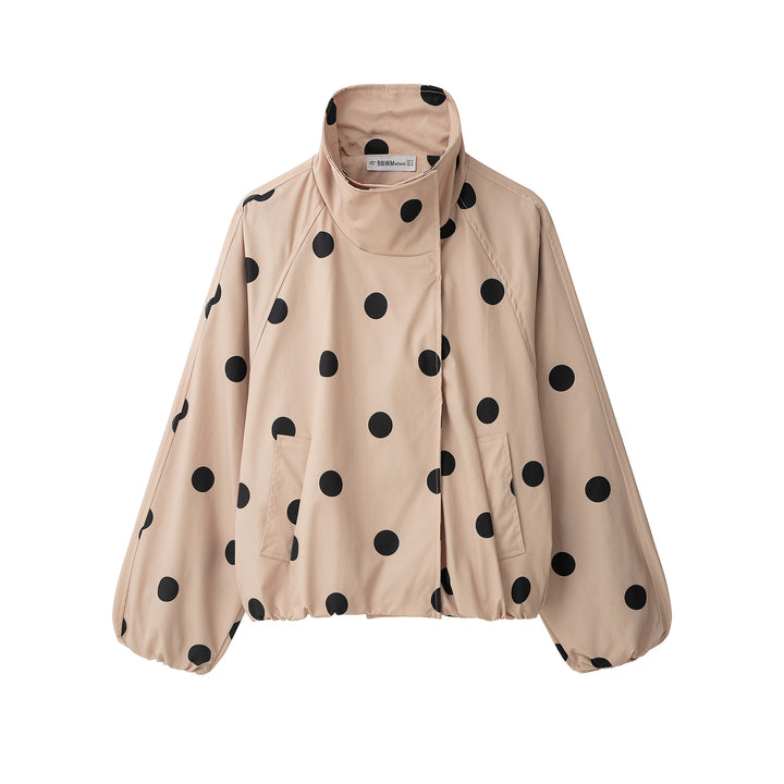 Damen Kurzjacke im Cape‑Stil mit Stehkragen und Ballonärmeln Drune