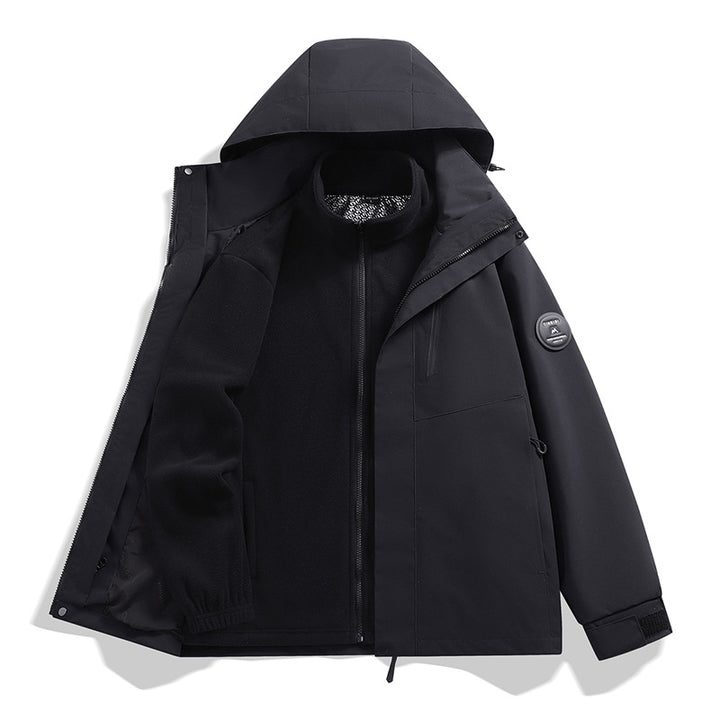Herren Softshell-Performancejacke mit abnehmbarer Kapuze, verdecktem durchgehendem Reißverschluss und ergonomischem Schnitt Drune