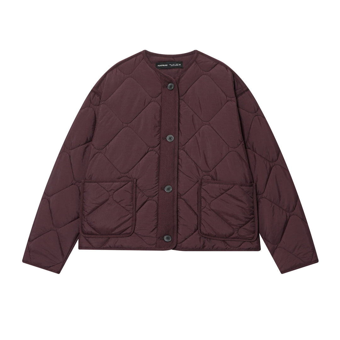 Damen nan gesteppte Cardigan‑Jacke mit Rautenstepp, Rundhals und aufgesetzten Taschen Drune