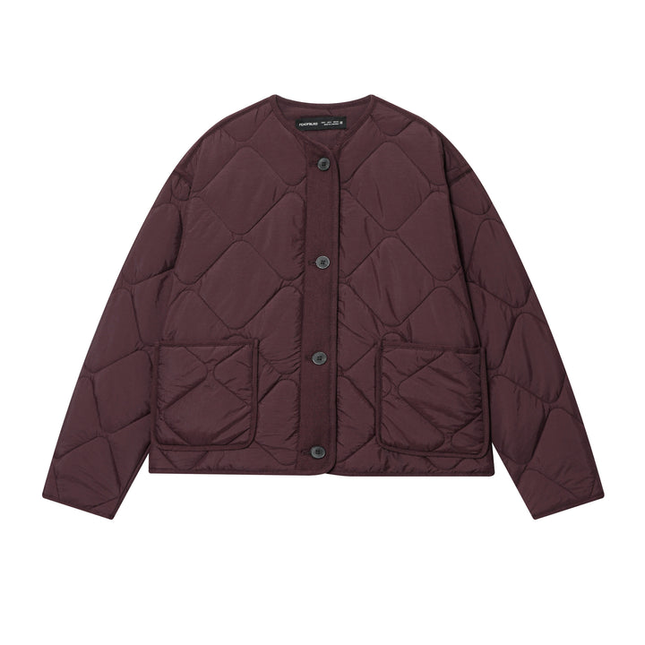 Damen nan gesteppte Cardigan‑Jacke mit Rautenstepp, Rundhals und aufgesetzten Taschen Drune