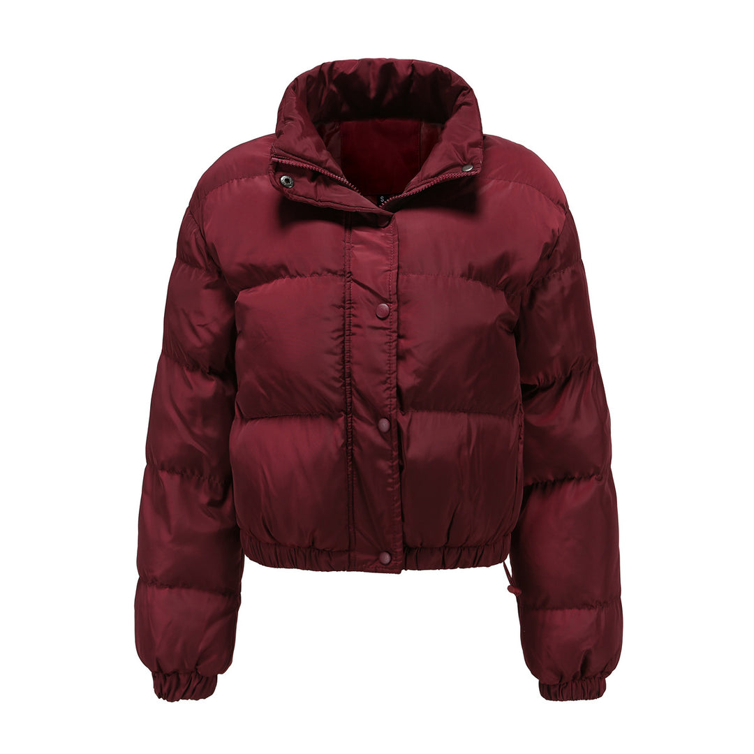Damen nan kurze gesteppte Winterjacke mit Stehkragen und Kordelzug Drune