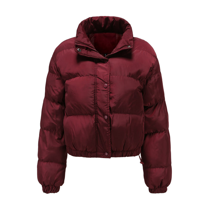 Damen nan kurze gesteppte Winterjacke mit Stehkragen und Kordelzug Drune