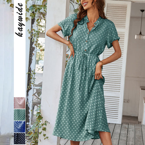 Damen Sommerkleid mit Knopfverschluss und taillierten Design Drune
