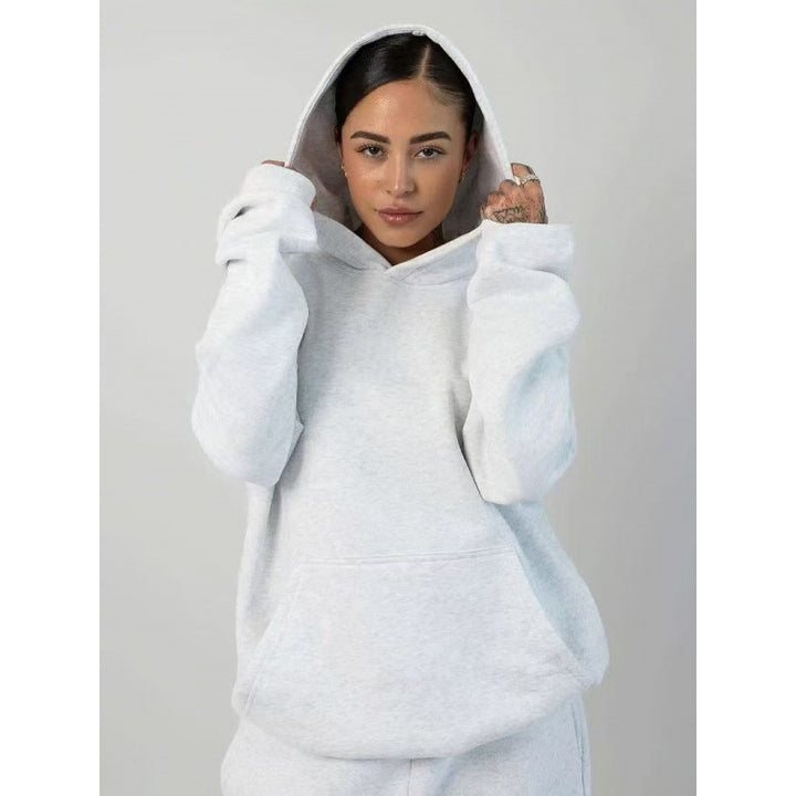 Damen nan oversized Kapuzenpullover mit Kängurutasche und weichem Fleece-Innenfutter Drune