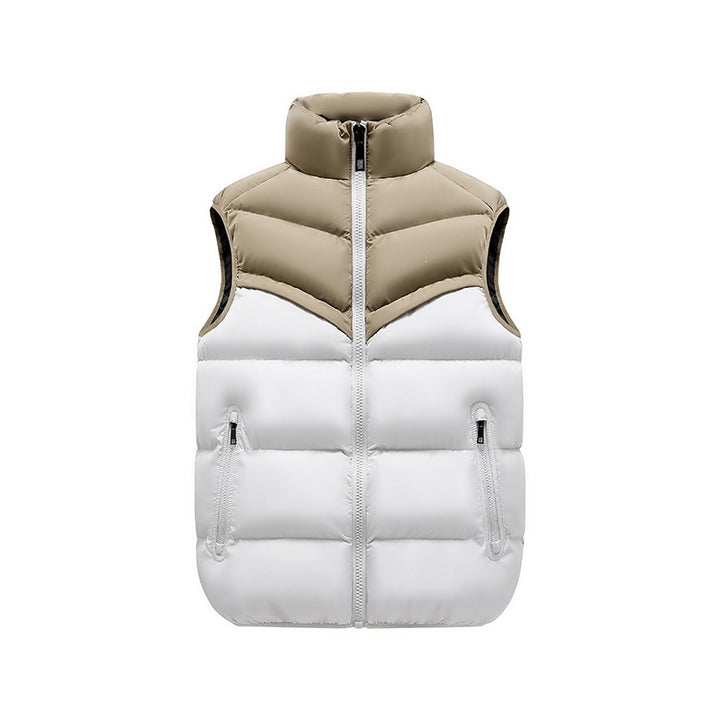 Herren Thermo-Steppweste mit hohem Stehkragen, Farbblock‑Design & Reißverschlusstaschen Drune