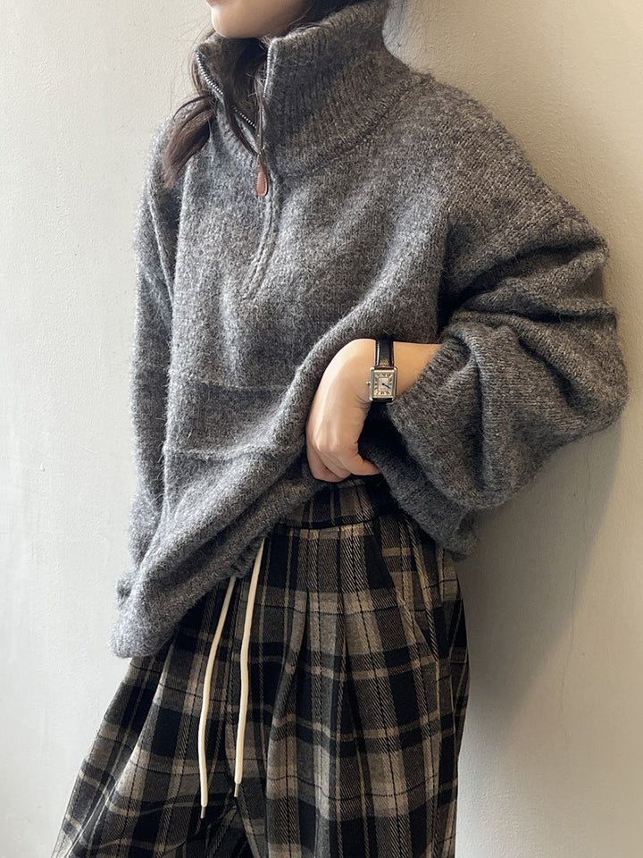 Drune Soft Touch Halzip-Pullover mit Stehkragen