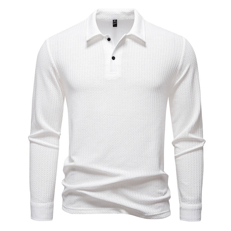 Herren Waffelstrick-Poloshirt mit Halbknopfleiste und Hemdkragen Drune