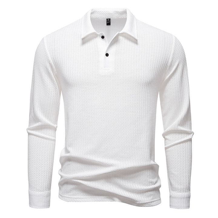 Herren Waffelstrick-Poloshirt mit Halbknopfleiste und Hemdkragen Drune
