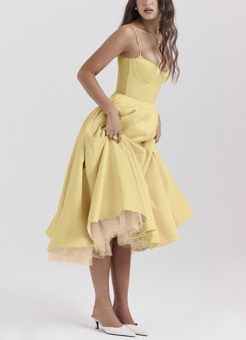 Damen nan Bustierkleid mit geformtem Mieder, weichem Tellerrock, integriertem Tüll-Unterzug und Eingrifftaschen Drune