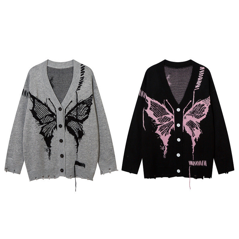 Damen Strickjacke mit kreativem Schmetterlingsdesign und lässigem Schnitt Drune