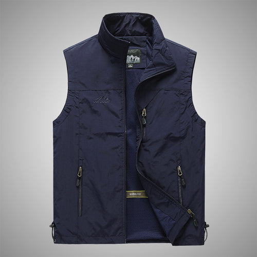 Herren Multifunktionale Outdoorweste mit winddichter Hülle, Netzfutter und Reißverschlusstaschen Drune