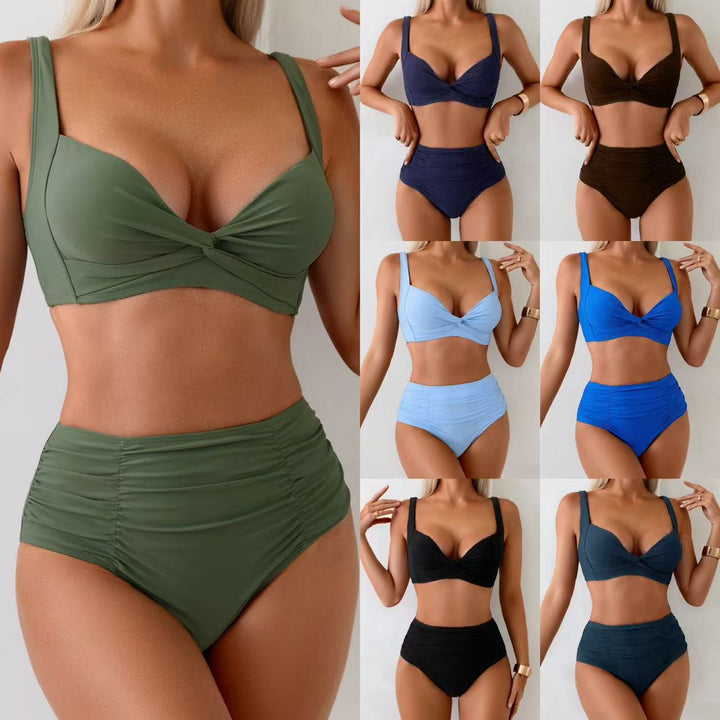 Damen Hochtailliertes Bikini-Set mit eleganter Raffung Drune