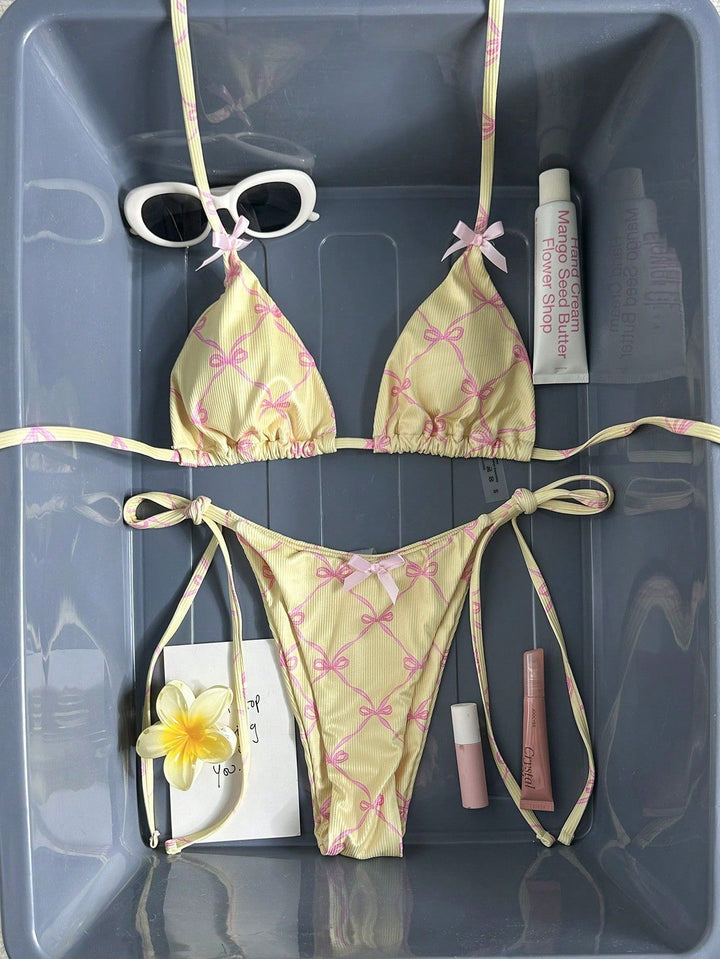 Damen Triangel-Bikini mit zarten Schleifendetails Drune