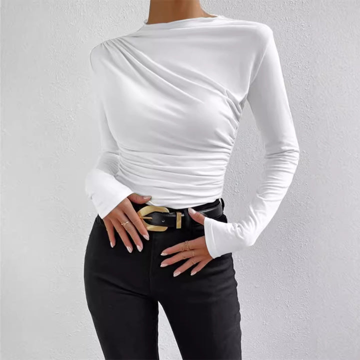 Damen Langarmshirt mit raffiniertem Drapé-Design Drune