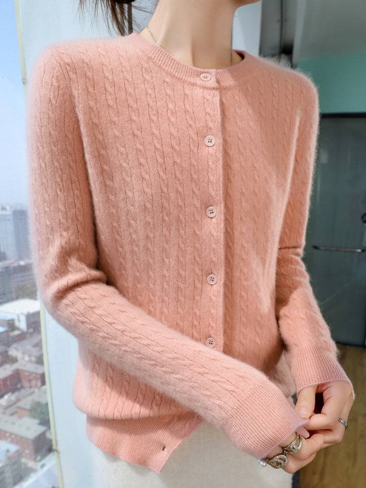 Damen Kurzgeschnitteter Feinstrick-Cardigan mit dezenter Struktur und Rundhalsausschnitt Drune