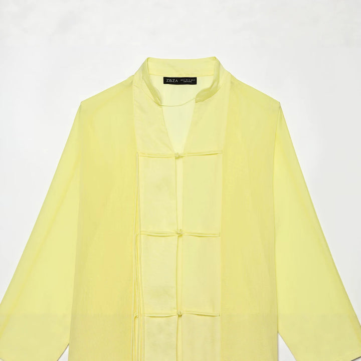 Damen Weites Kimono‑Cape aus leichter Chiffon‑Optik mit dekorativen Knotenverschlüssen Drune