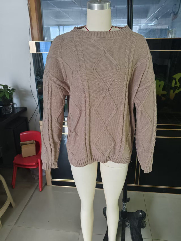 Damen Grobstrickpullover im Zopfmuster mit lässigem Oversize-Schnitt Drune
