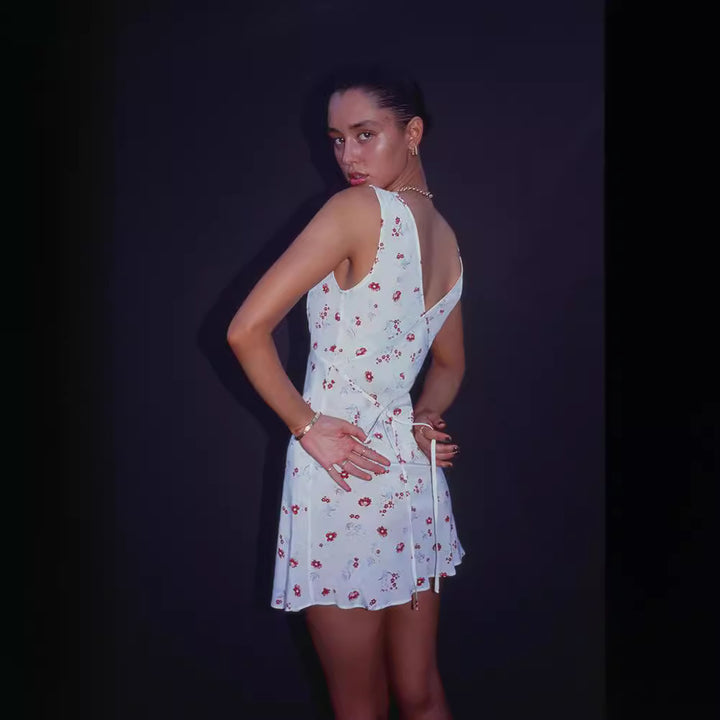 Damen Sommerliches Minikleid mit floralem Design und tailliertem Schnitt Drune