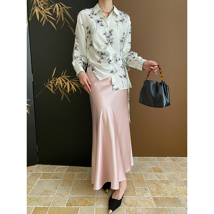 Damen Elegantes Blusenshirt mit Wickeldesign und floralem Muster Drune