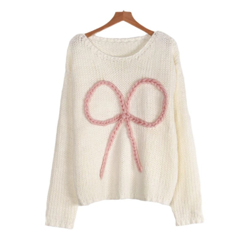 Damen Strickpullover mit geflochtenem Schleifenmotiv Drune