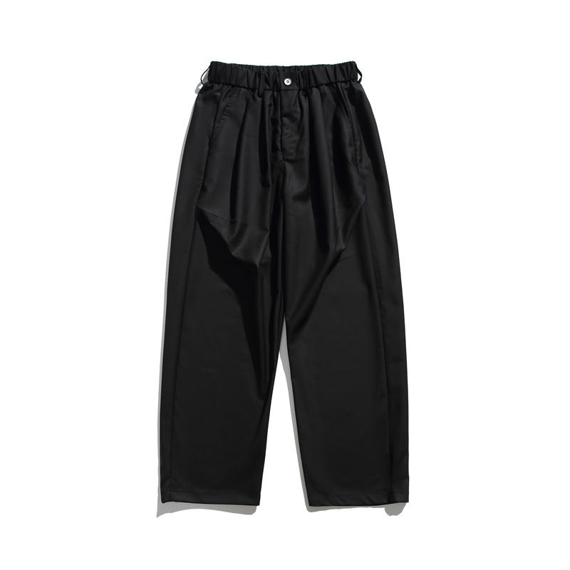Herren Locker geschnittene Bundfalten-Cropped-Hose mit elastischem Bund und Bügelfalte Drune